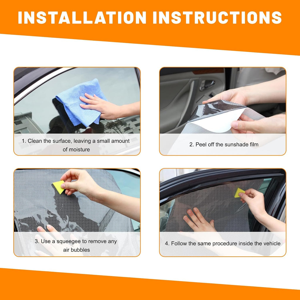 4 PCS Car Side Window Sunshades, Reusable & Washable Auto Sunshade Sticker Sun Blocker, Static Cling Sun Shade Films Window Tint for Most Vehicles, Car Accessories