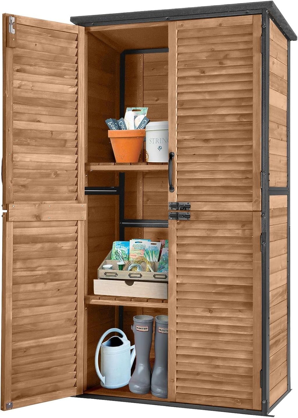 outdoor storage shed garden cabinet with strong iron, main product view