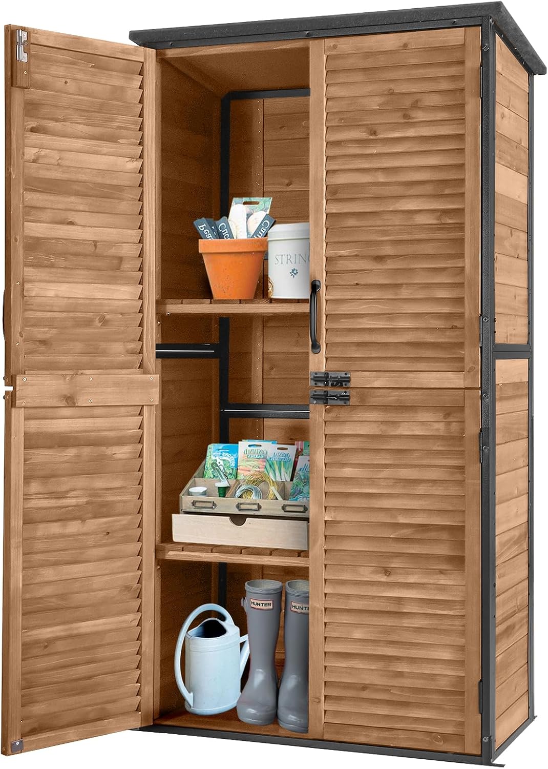 outdoor storage shed garden cabinet with strong iron, main product view