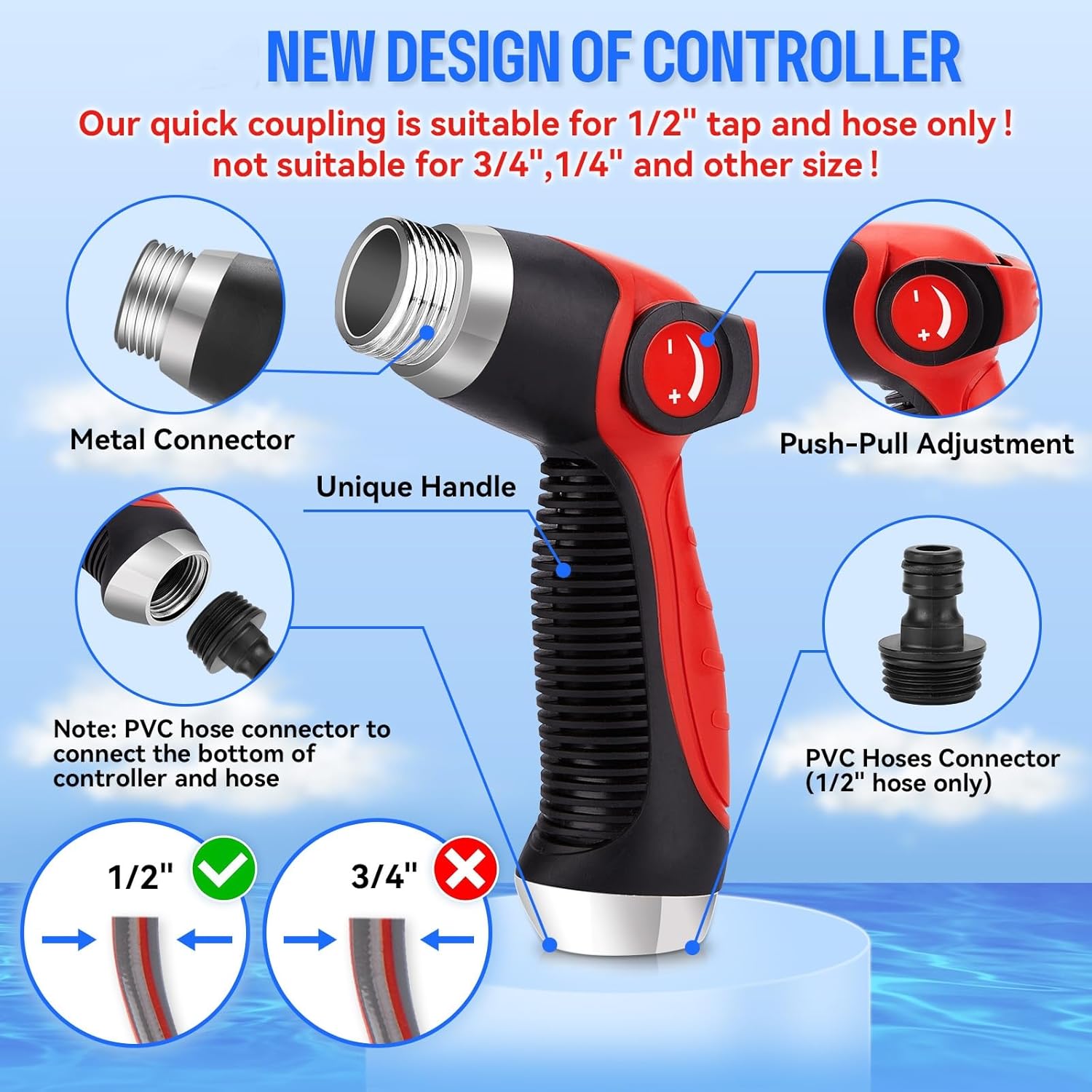 Car Wash Foam Gun/Hose Sprayer, 16 IN 1 Foam Cannon for Car/Garden Cleaning | Adjustable with 2.5-6 Ratio Dial Foam Blaster, 1L Bottle, Nozzles, Mitten&Towel, 1/2” Quick Connector for Garden Hose,Sprayer