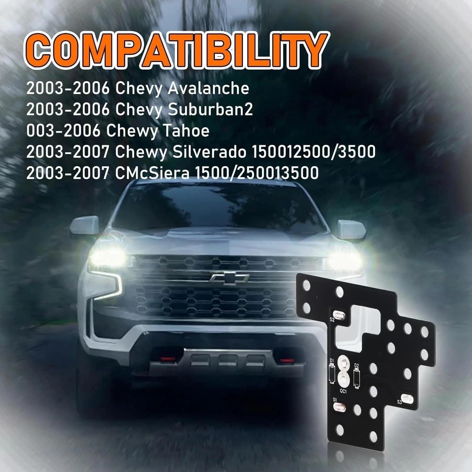 Lighting Fully Open Module for GM/6 High Mod Fog Low Beams High Beams | Compatible with 2003-2007 Chevy Silverado, GMC Sierra 1500 2500 3500, Cadillac Escalade, Yukon, Tahoe, Avalanche