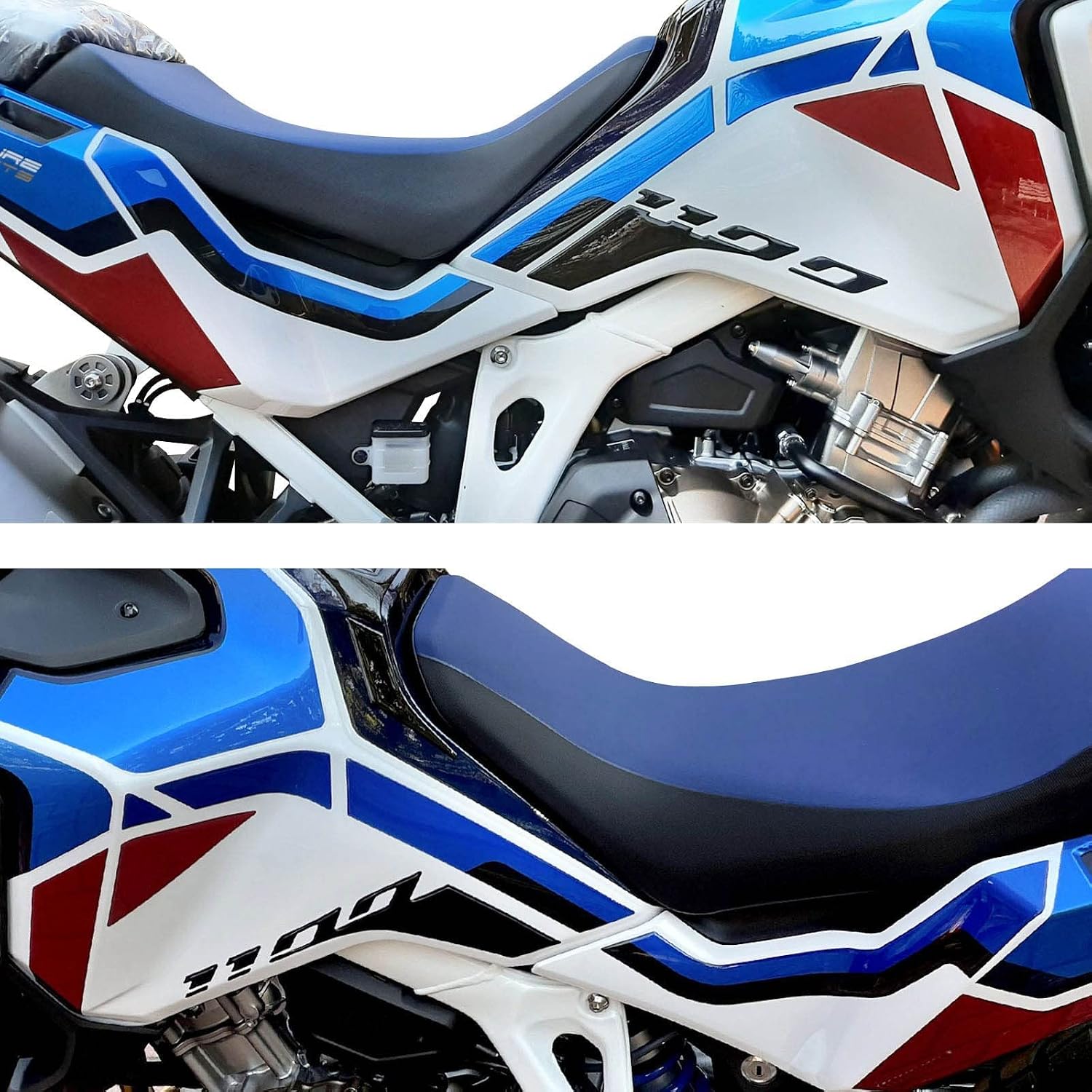 Resin Bike Motorcycle 3D Stickers Compatible with Honda CRF 1100 L Africa Twin Adventure Sports 2021. Tank Side Protections from Impact and Scratches. Pair of Resin Stickers - Made in Italy