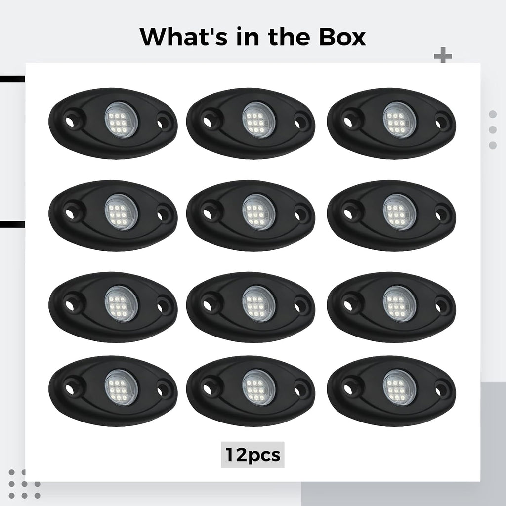 12 Blue Led Underglow Lights for Trucks, Cars & Boats, 9W Waterproof Led Set with Aluminum Housing, 2.8X1.3X0.4 Inches, Ip67 Rated