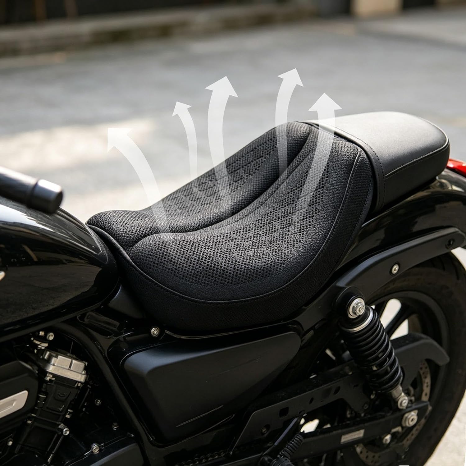 Motorcycle Seat Cushion, 100% Gel 3D Honeycomb Motorcycle Seat Cover with Non-Slip & Breathable TPE Material, Universal Ergonomic Seat Pad for Long Rides, Shock Absorption & Rider Comfort (Black)