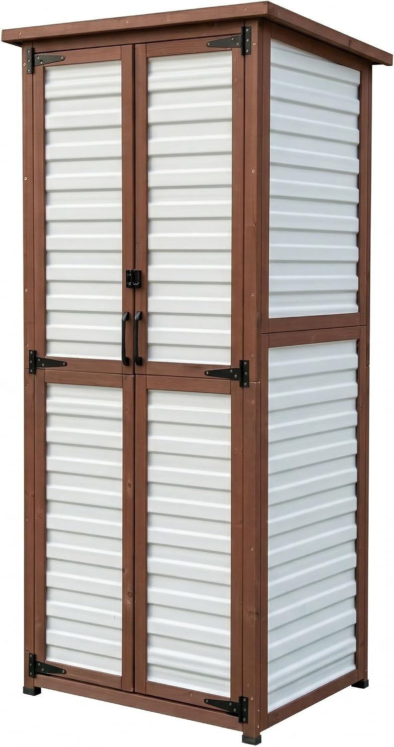 waterproof outdoor storage cabinet, 69" tall fir wood, main product view