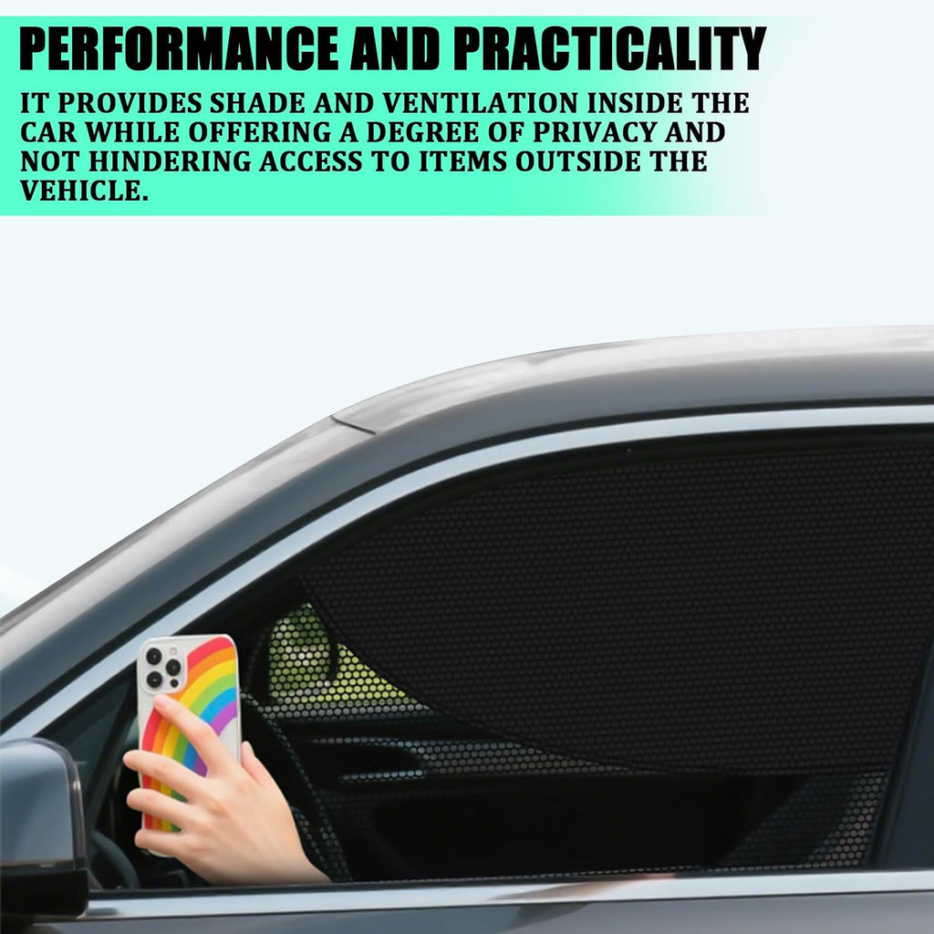 Car Window Sun Shades 2 Pack, Magnetic Double Layer Side Window Covers, Half Blackout & Half See-Through Design, UV Ray Heat Glare Blocker, Car Window Curtains for Driver Passenger, Universal Fit