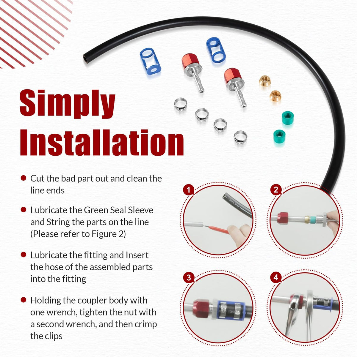 800-671 a/c line splice kit for 3/8" line showing dimensions