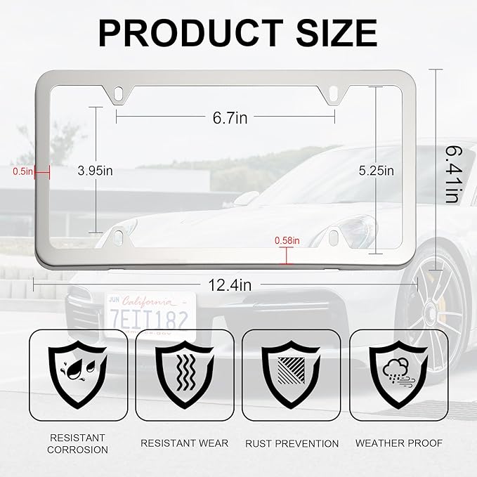 LivTee Chrome License Plate Frames, 4 Holes Stainless Steel License Plate Covers - Image 3