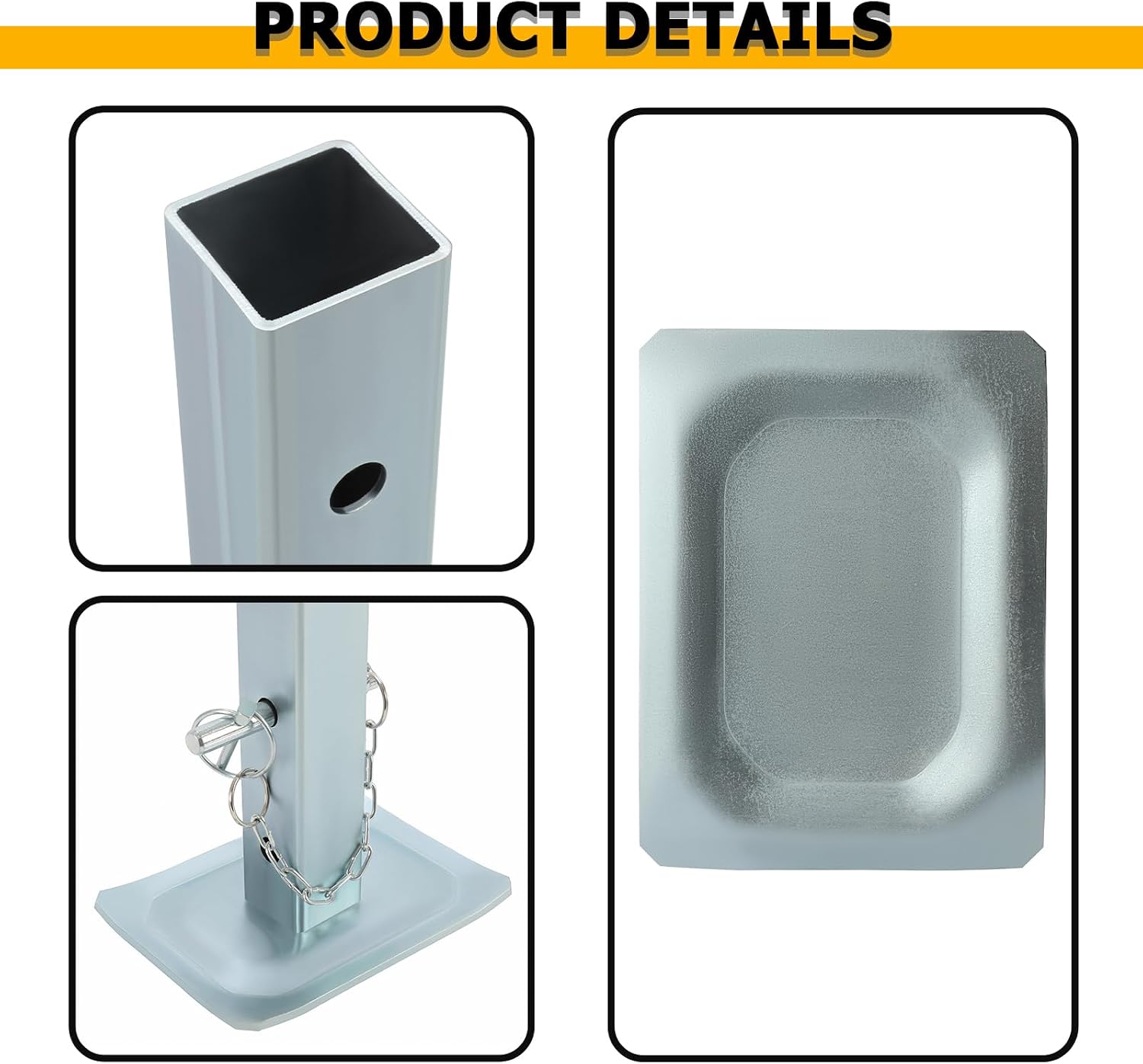 KUAFU Adjustable Jack Stand Compatible with Square Jacks with 2.0 inches Square Tube 8000lbs Trailer Jack Drop Legs W/5 Mounting Holes Silvery Steel Heavy Duty