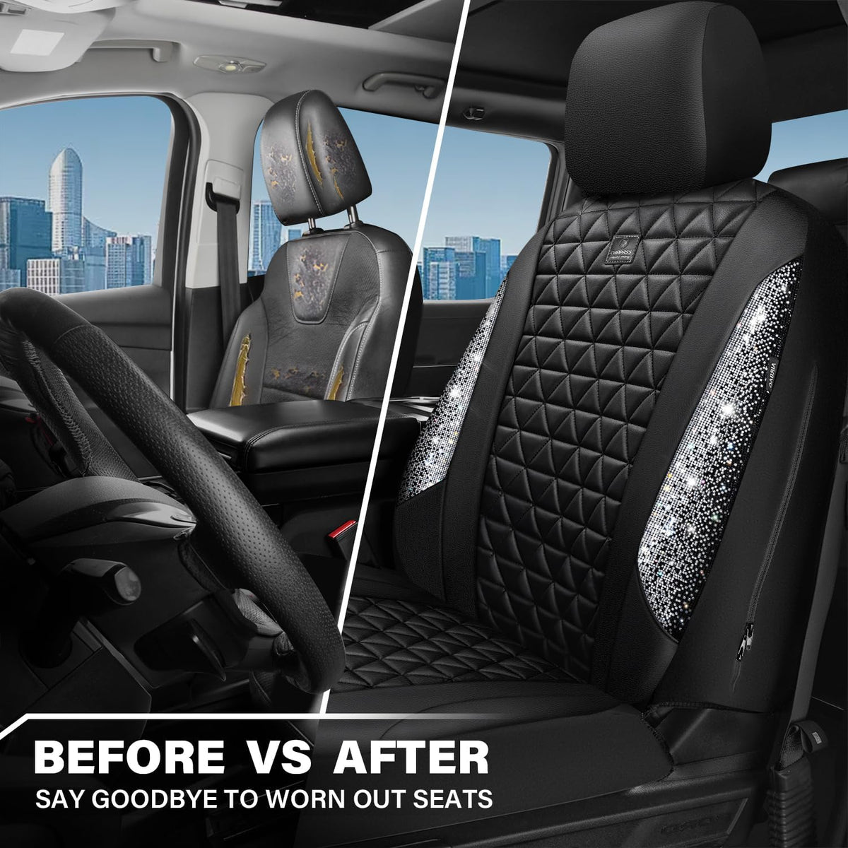 car pass bling diamond leather car seat covers, package contents