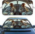 Astronaut Car Front Window Sun Shield, 59" L x 31.5" W, Universal Fit, Polyester, Blocks 99% Light & Heat, Protects Interior, Easy Install & Store