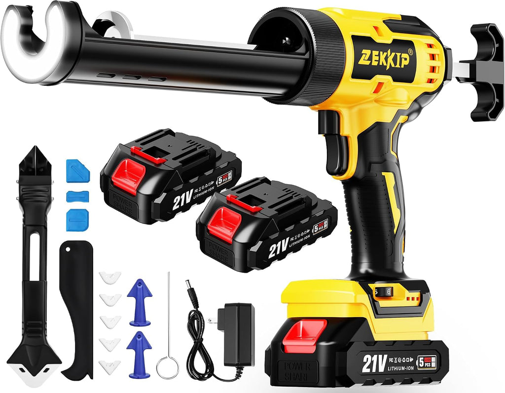 electric caulking gun, cordless caulking gun with 2x, main product view