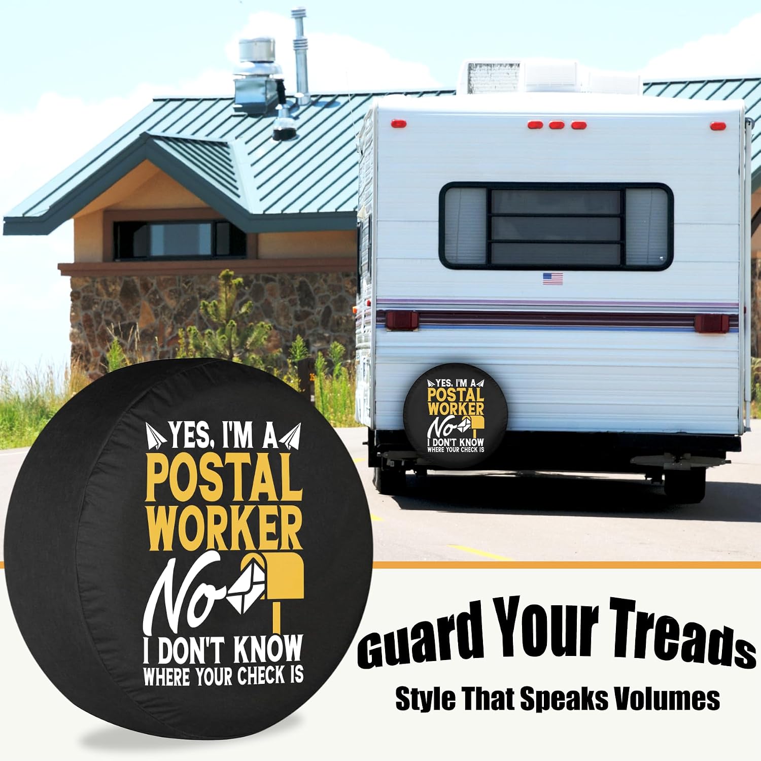 Rural Mail Carrier Spare Tire Cover Camper Tire Covers Travel Trailer Accessories Weatherproof 16Inch