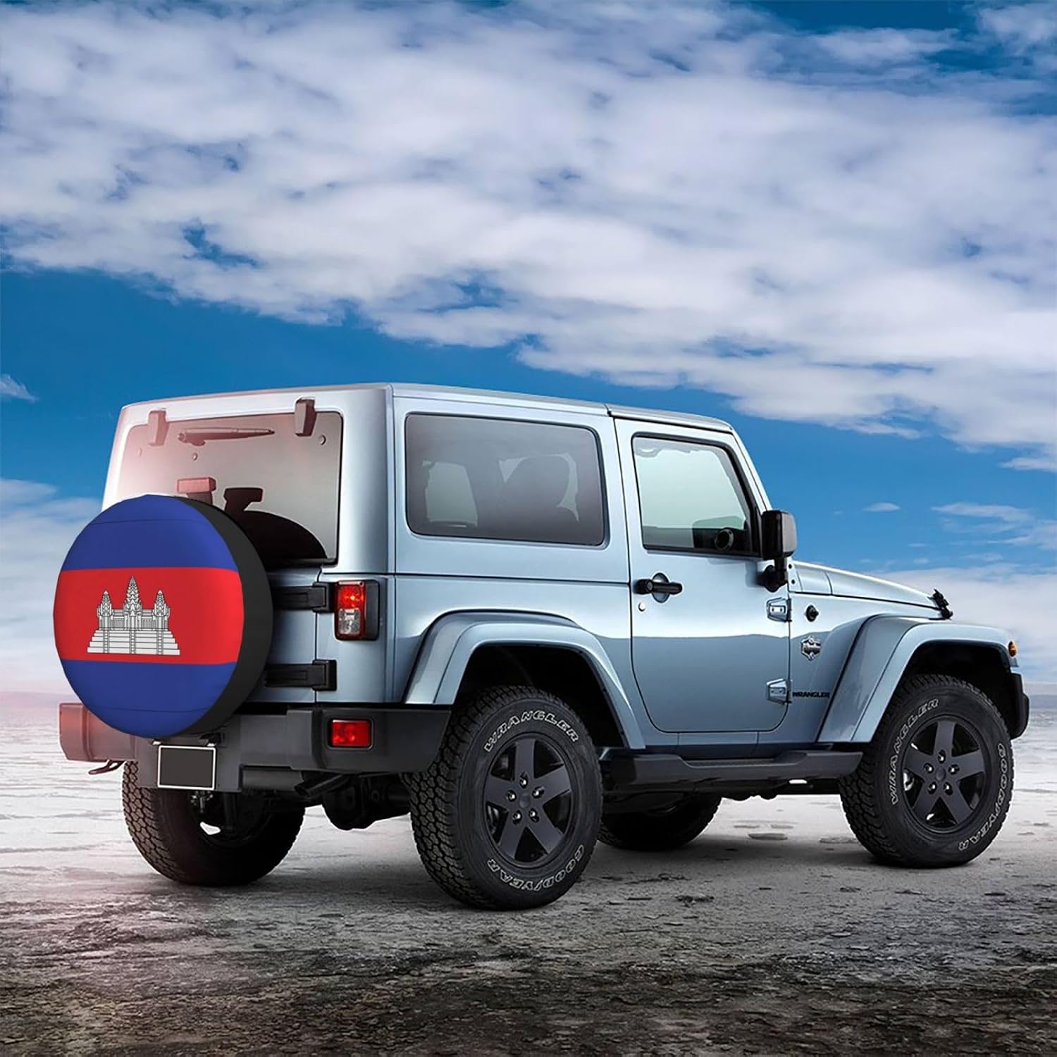 Cambodia Flag Print Universal Spare Tire Cover for RV, Jeep | Wheel Protector Fits Rv, Trailer, Jeep, Shield Tires From Sun, Dirt And Rain For Outdoor Storage