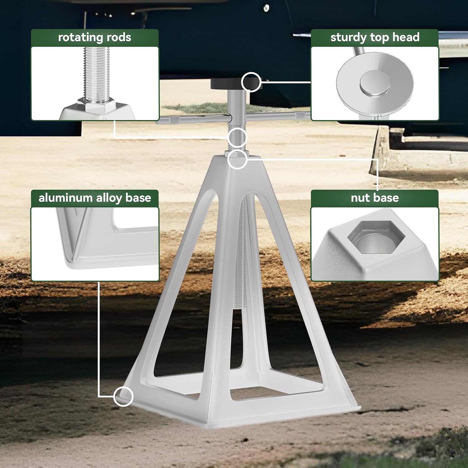 RVGUARD RV Stack Jacks 4 Pack, Aluminum Stabilizer Jacks for RV Trailer Camper, Single Support Up to 6000 Lbs, Adjustable from 11" to 17"