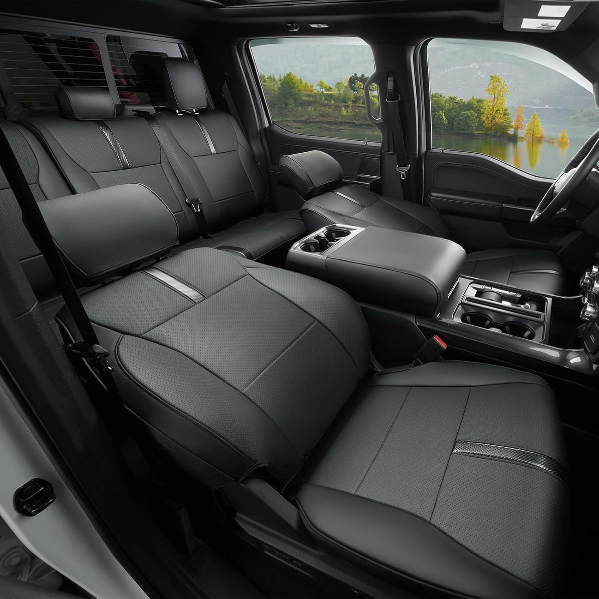 for ford f150 seat covers 2015-2023 2024 2025 showing dimensions