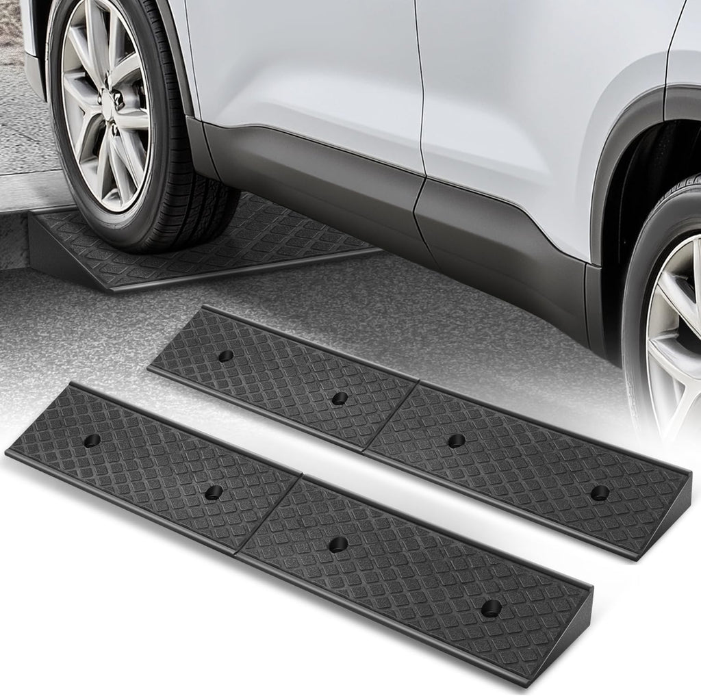 Auto Dynasty Rubber Curb Ramps, 2" Lift Height Curbside Driveway Ramp, 4410 LBS/2T Capacity Sidewalk Curb Ramp for Cars Trucks Bikes Motorcycles Wheelchairs, 2 Pack