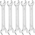 HARFINGTON 5pcs Double Open End Wrench 10mm x 12mm Metric 15 Degree Offset by HARFINGTON