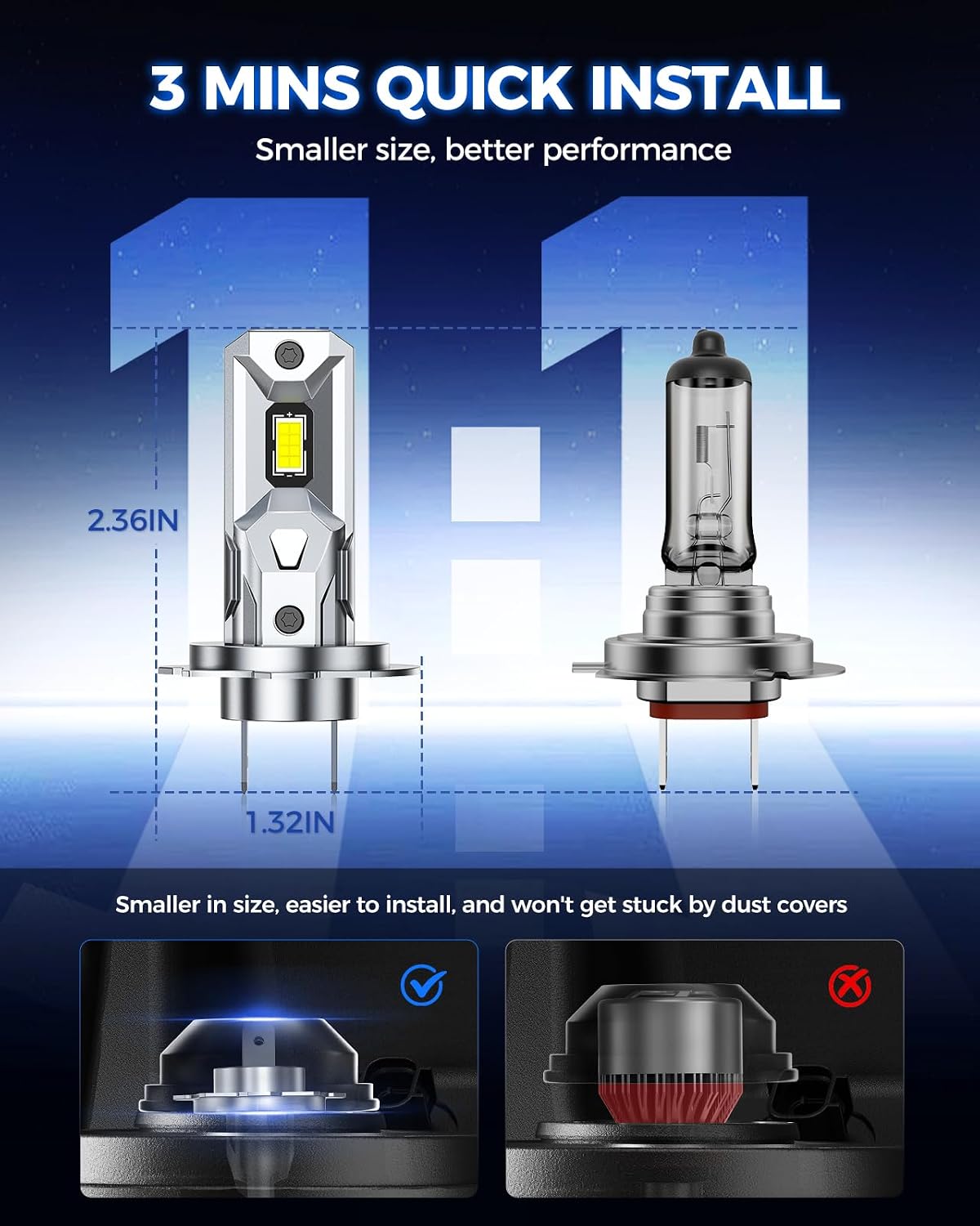 Marsauto - H7 Halogen Headlight Bulb - High-Performance Car Headlight - Halogen Light with No Glare - for Automotive - 2 Bulbs