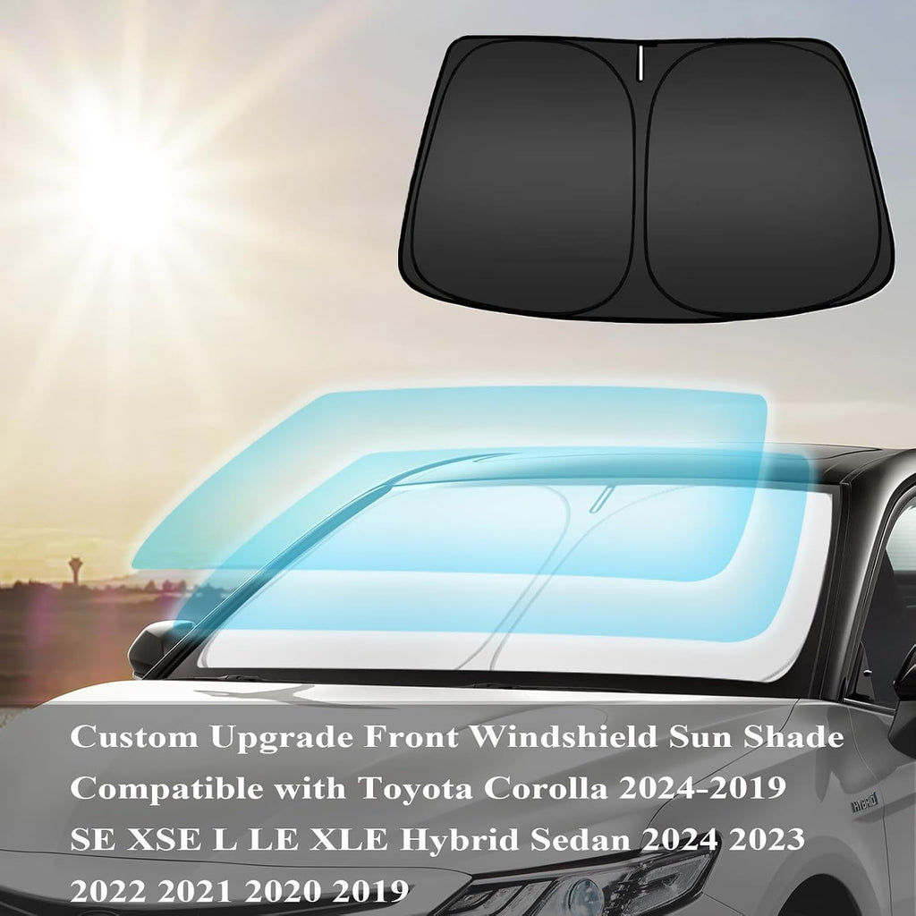 Toyota Corolla Windshield Sun Shade Cover for 2014-2025 Toyota Corolla 4-Layers Front Window Shade 240T Sunshade Sun Visor Protector Foldable Blocks UV Rays (Not for Corolla Cross) (2025-2014 Corolla)