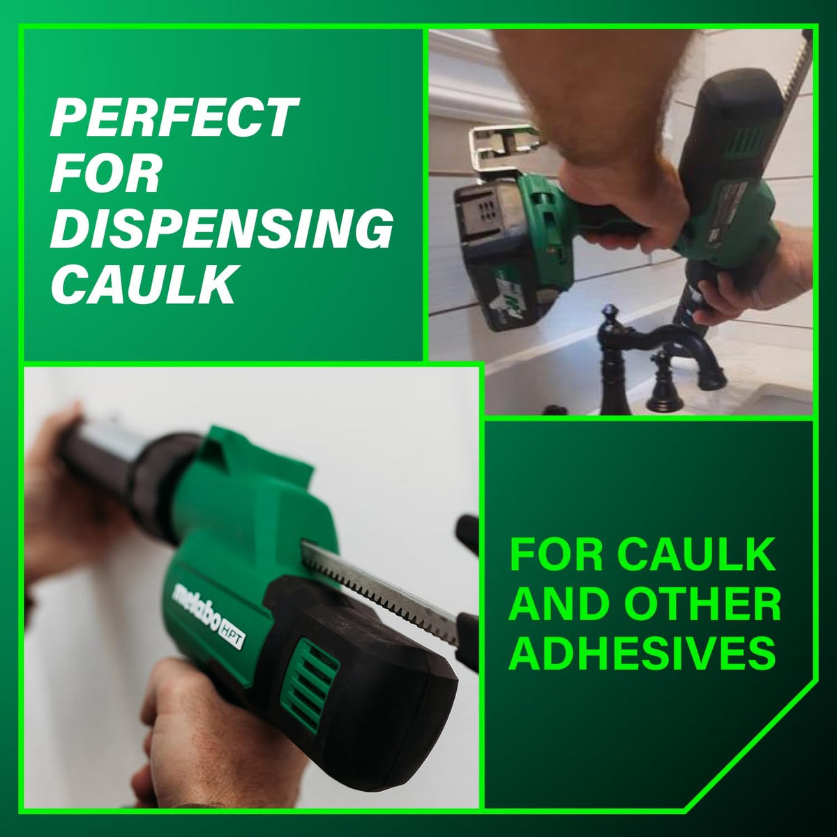 metabo hpt 18v cordless caulking gun, variable speed, side view
