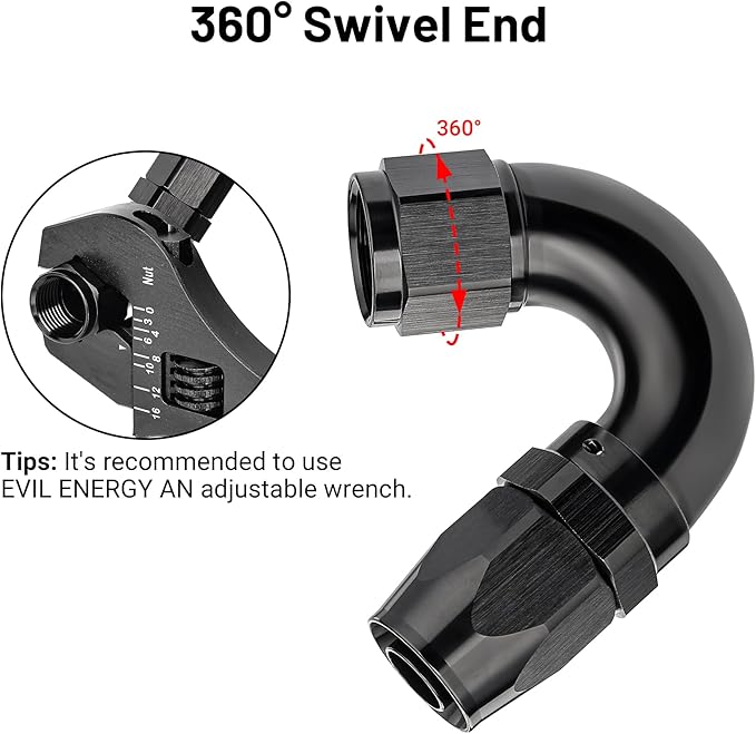 EVIL ENERGY 10AN 150 Degree One Piece Full Flow Hose End Fitting Swivel - Image 4