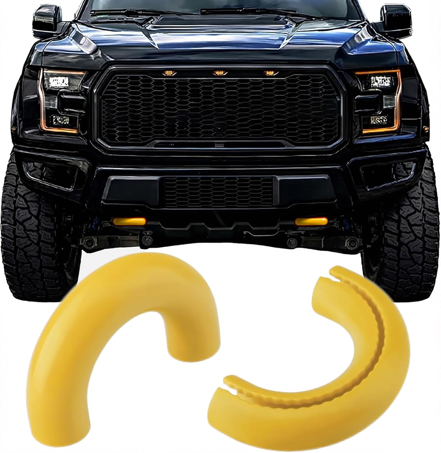 Tow Hook Cover for 2004-2026 Ford F-150 & 2021-2026 Bronco Base/Big Bend/Outer Banks, Compatible with 2017-2021 Toyota Tundra, F150 Accessories, Silicone Tow Hook Covers, Yellow (2 Pack)