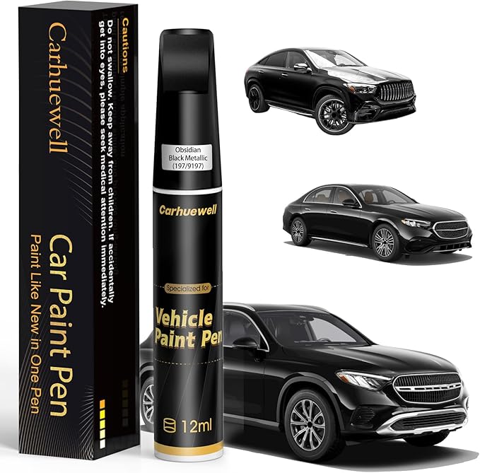 Obsidian Black Metallic Touch Up Paint Compatible by Carhuewell