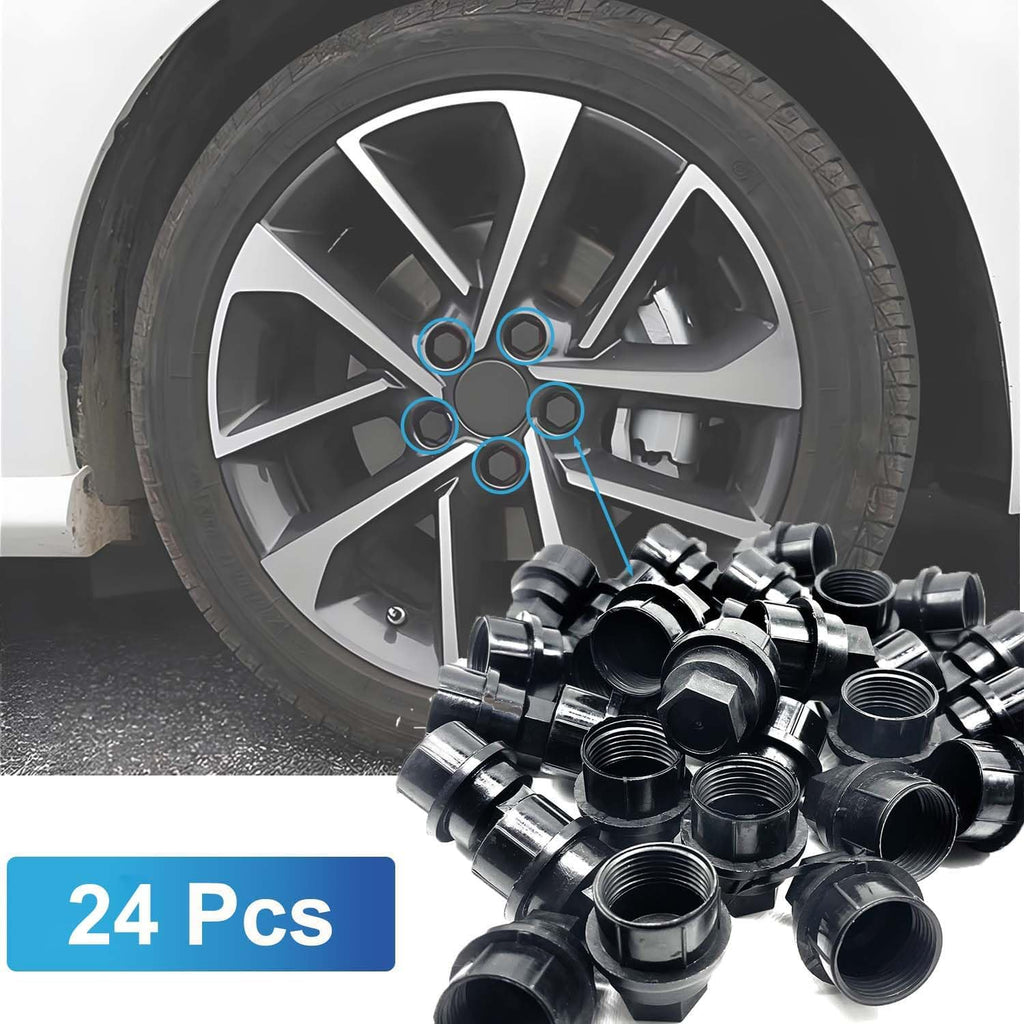 24 PCS Wheel Lug Nut Covers Compatible with Chevrolet GMC 1500 2500 Full Size Truck Thread M27-2.0, Lug Nut Cap Covers Replace 15646250, Black