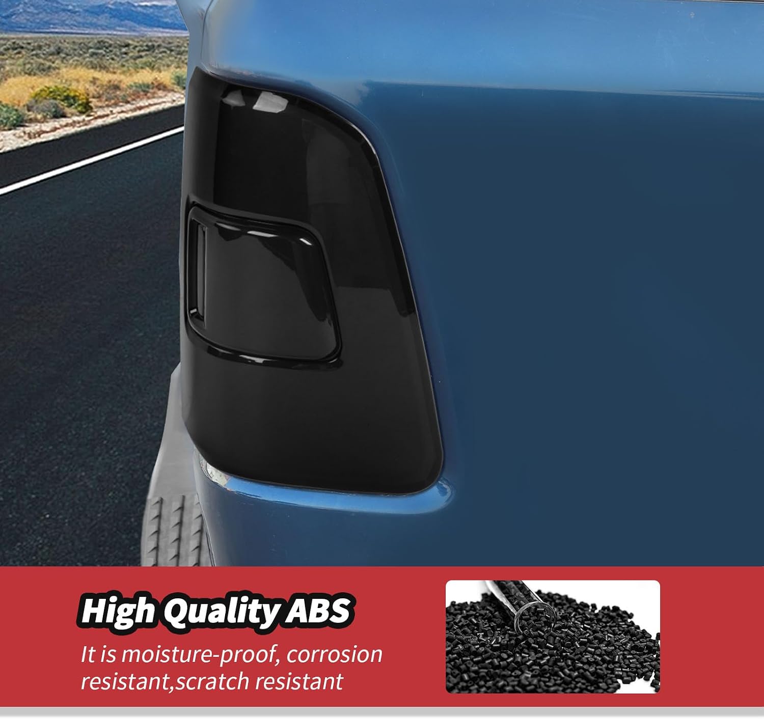 JeCar Smoked Tail Light Cover Trim Guards for 2019-2024+ Dodge Ram