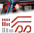 YZONA Front & Rear Grab Handle Kit Compatible with 2007-2018 Jeep Wrangler JK JKU Rubicon Sport Sahara Aluminum Alloy Grab Bar Roll Bar Assist Grips Red