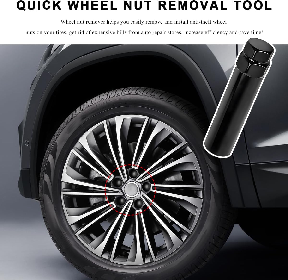 7 Spline Lug Nuts Key Tuner, 7-Point Wheel Lock Key Replacement with 20mm Inner Diameter, Wheel Lug Nut Removal Tool for Wrench with 13/16" (21mm) & 7/8" (22mm) Hex