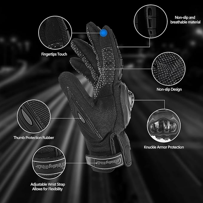 Motorcycle Gloves for Men and Women Full Finger Touchscreen Mountain Dirt Bike - Image 2