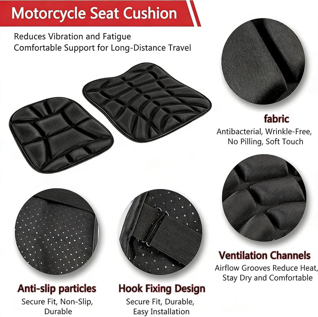 Motorcycle Seat Cushion for Kawasaki Ninja 500 SE Performance/Ninja 500 SE 40th Anniversary Edition ABS, Ergonomic Design with Shock Absorption Breathable Comfort for Long Rides Fit for Most Bikes