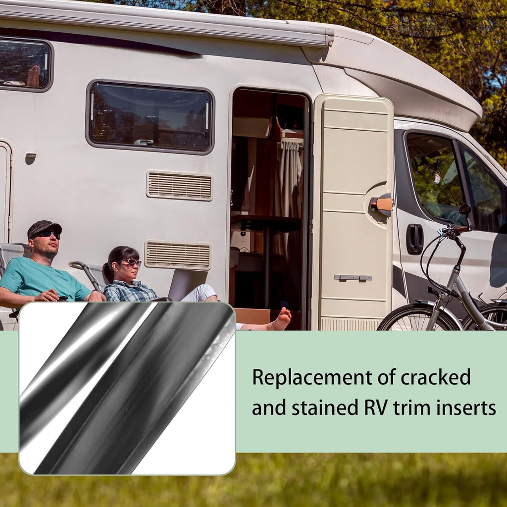 1" Black Vinyl Trim Molding Screw Cover RV Camper Travel Trailer (100 ft) | Vinyl trim strips cover external screws, prevent them from rusting and enhance the appearance of the motorhome