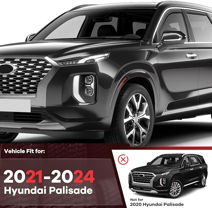 in-Channel Rain Guards Fit for Hyundai Palisade 2021 2022 2023 2024, Durable - Image 2