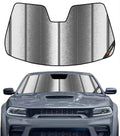 Pigenius Windshield Sun Shade for Dodge Charger 2011-2023 with Rearview Mirror Mounted Camera, Custom Front Window Sunshade - Metallic