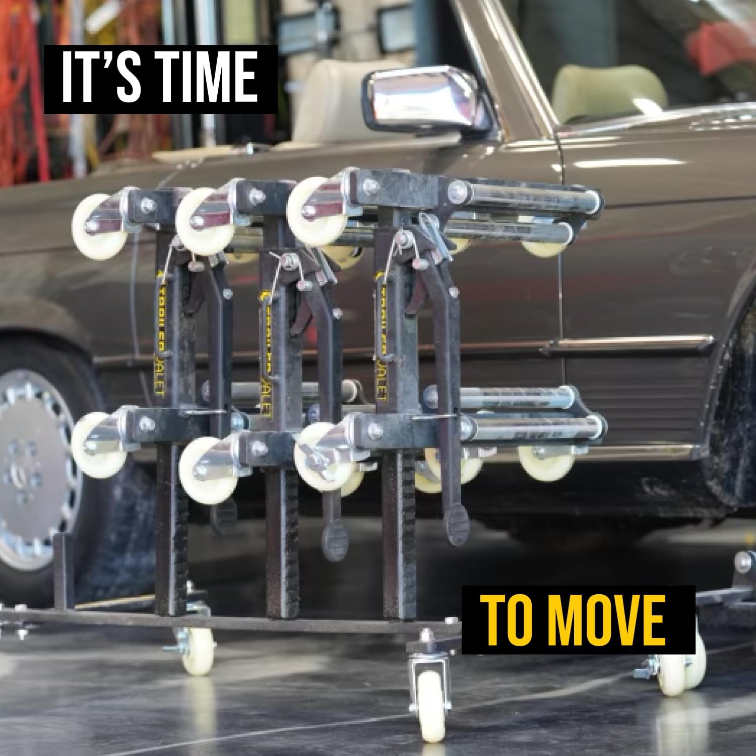 Trailer Valet TVWDX Heavy Duty 6 Wheel Tire Dolly 2 Pack 2,000 lbs. Capacity per Dolly, Sturdy Steel Frame, Polyurethane Casters with Storage Rack