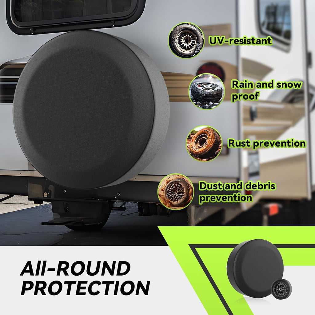 RVMATE RV Spare Tire Cover - Fits 27" Diameter, Waterproof Anti-UV Black Tire Cover for RV/Truck/Trailer/SUV/Jeep
