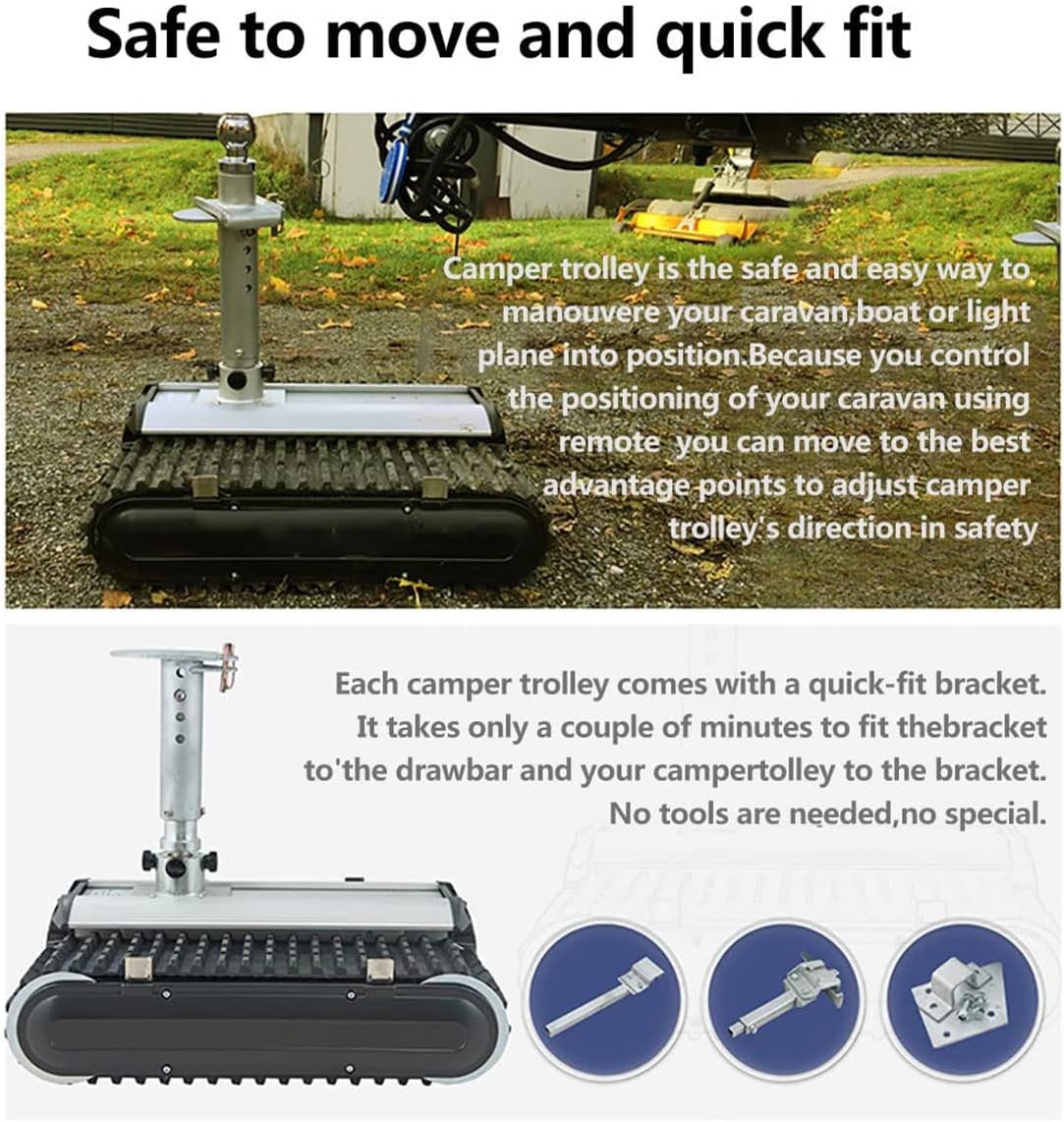 Electric Trailer Mover 450kg Load Capacity Trailer Dolly, Motorised Camper Trolley Kit with Remote Control, Camper RV Caravan Boat Trailer Jack for All Terrain (A)