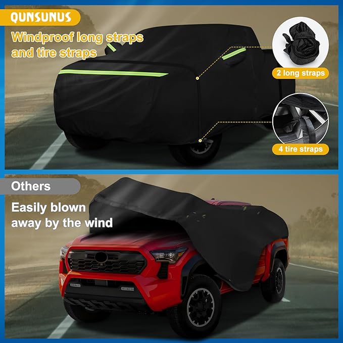 QUNSUNUS Car Cover for Toyota Tacoma 2005-2024, Waterproof Truck Cover - Image 4