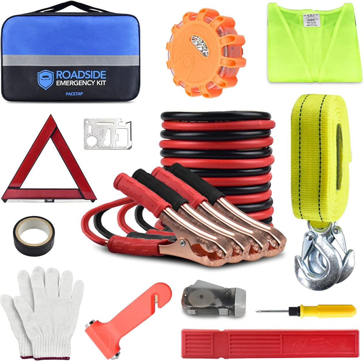 pacetap car roadside emergency kit, essential auto safety, main product view
