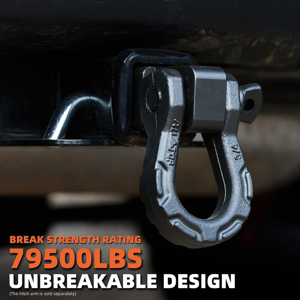 ALL-TOP D Ring Shackle (2 Pack) 3/4" Fully Forged with 7/8 Pin, 79500Lbs...