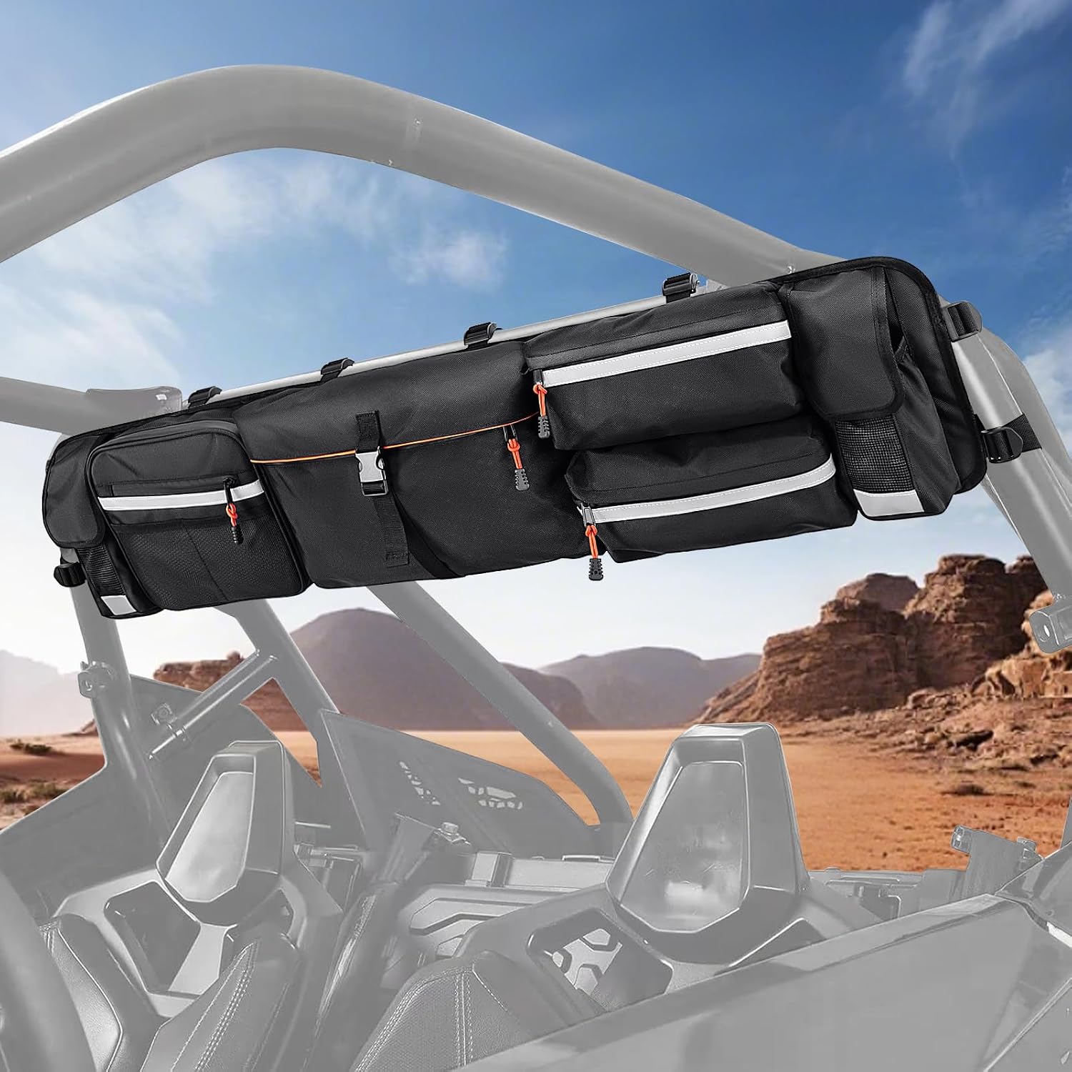 Amazicha UTV Roll Cage Organizer, Upgrade Cargo Rear Storage Bag