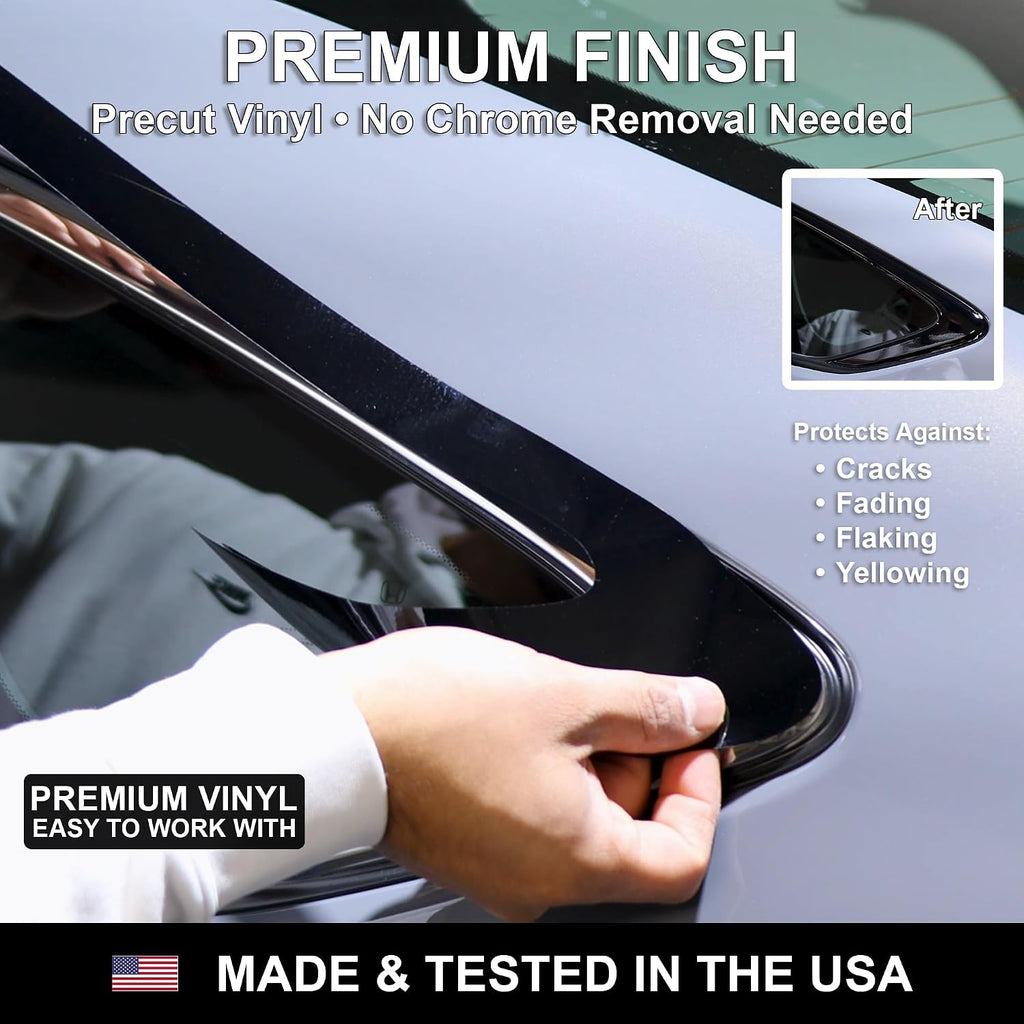 BOGAR TECH DESIGNS for Audi Q7 2020-2024 Top Rear Trunk Chrome Delete - Precut Vinyl Trim Overlay, Gloss Black Blackout Look