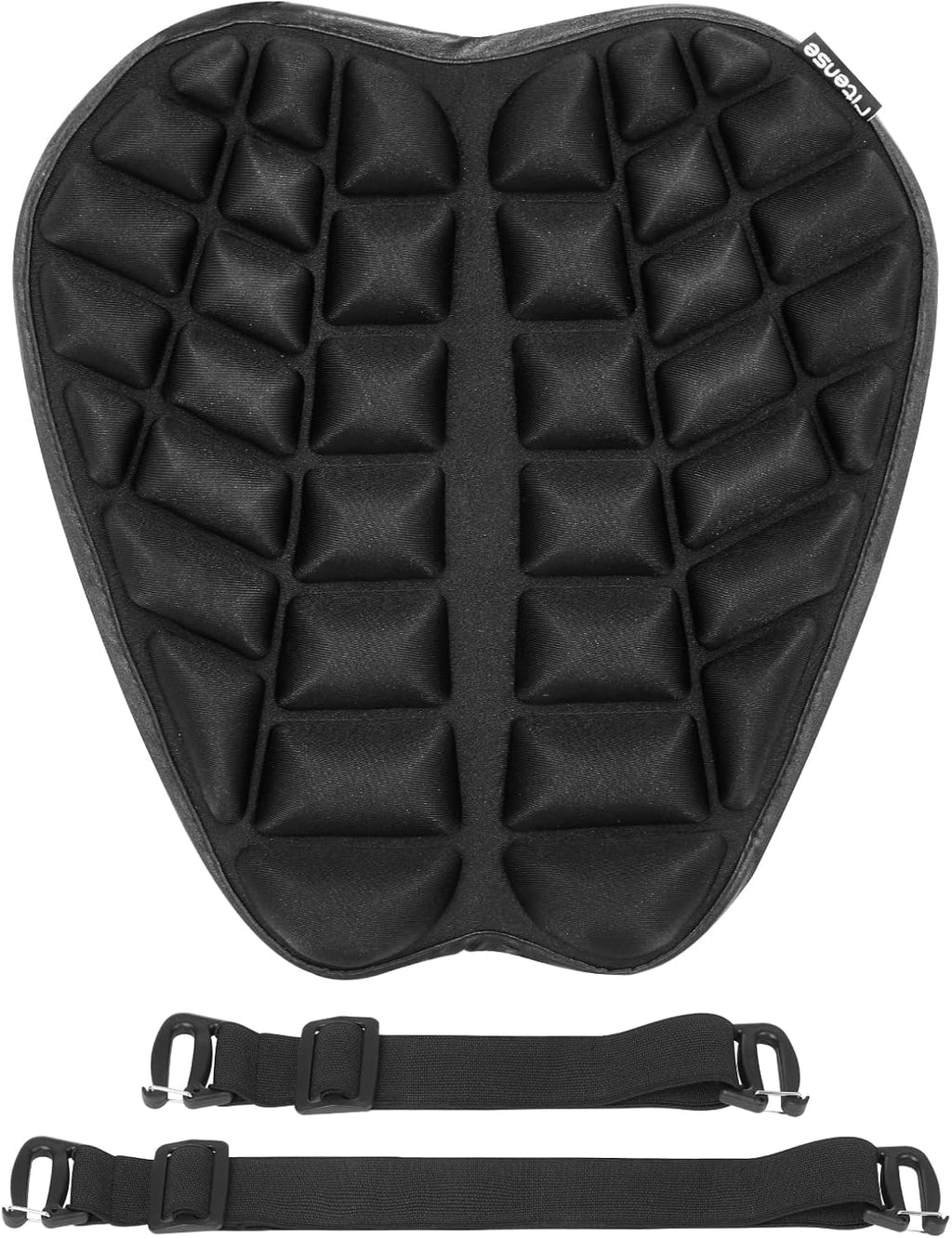 Fitense 13.8x15.8in Universal Motorcycle Seat Cushion with 3D Shock Absorption & Waterproof BSR Lycra - Dual Non-Slip Gel + Elastic Straps, Ergonomic TPE Support for Men Women Long Rides