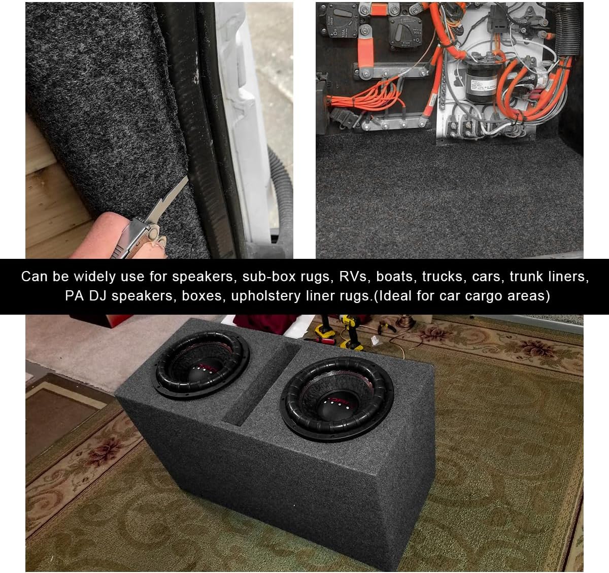 78"x40" Underfelt Carpet for Car, High Grade Felt Fabric Durable Underfelt Car Subwoofer Carpet Liner, Automotive Trunk Liner Felt Roll for Speaker RV Truck Marine Boat Home