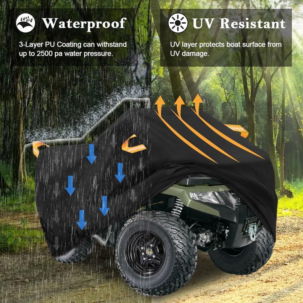 ATV Cover Waterproof Heavy Duty 210D 4 Wheeler Cover, All Weather Outdoor Protection Covers Suit for Polaris Kawasaki Suzuki Honda-XL