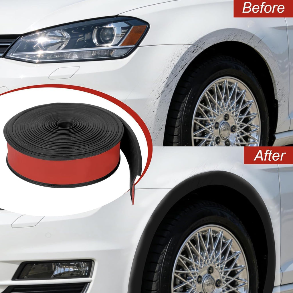 4.5CM x 20FT Universal Car Wheel Arch Trim - Rubber Fender Flare Protector Edge Guard, Self-Adhesive Anti-Scratch Lip Strip for Cars & Trucks, Fender Flare Edge Trim