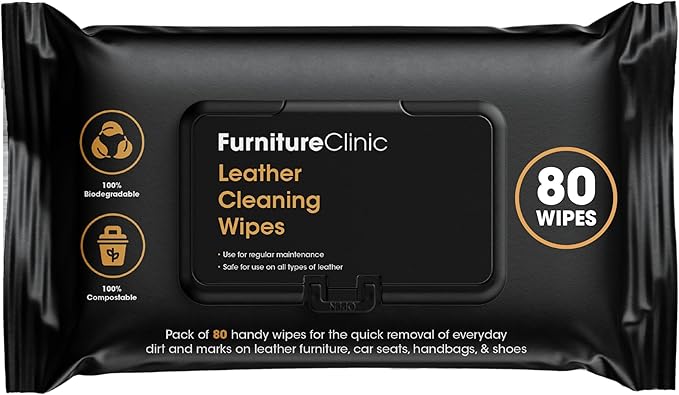 Furniture Clinic Leather Cleaning Wipes | 80 Count | Clean & Restore Leather & by FurnitureClinic